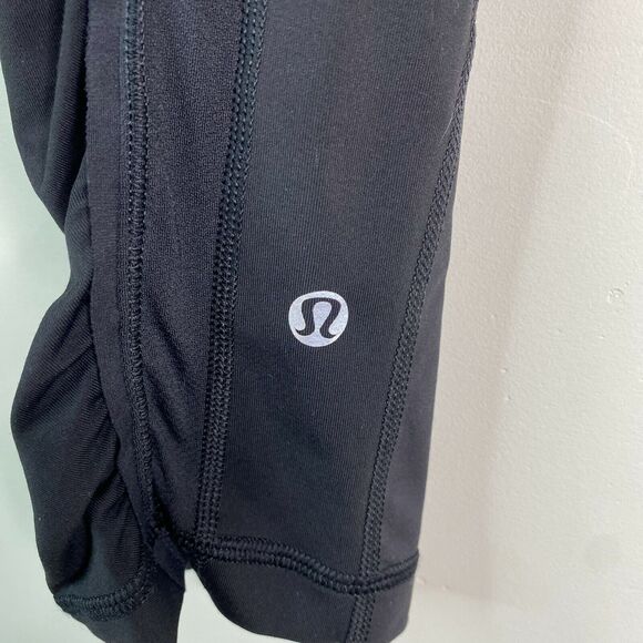 Lululemon Run Cropped Black Legging Purple Power Waist Sz 6 - Picture 7 of 9